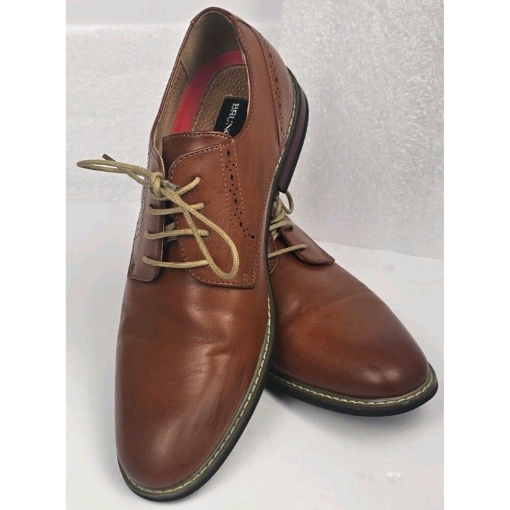 Bruno Marc Dress Shoes Mens US 10 Brown Leather Lace Up Oxford